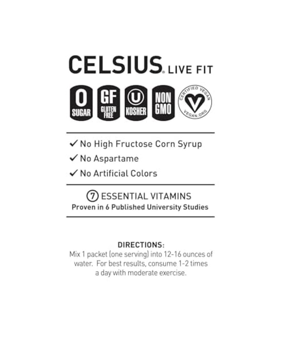 Celsius Essential Energy Powder Drink Mix Sticks Orange 14ct Vegan 200mg