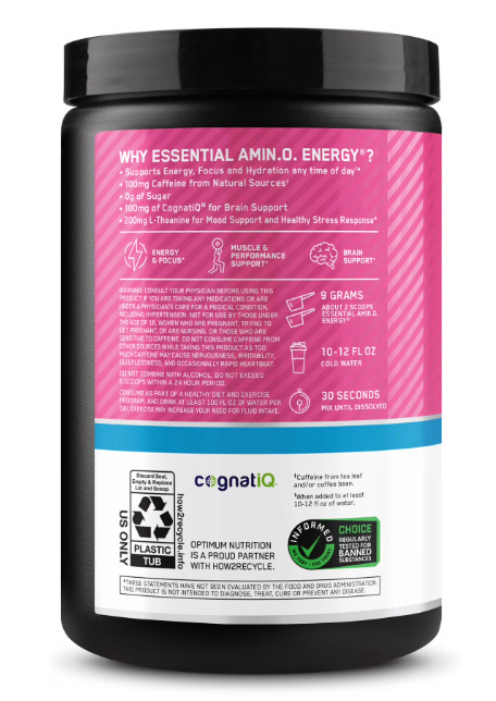Optimum Nutrition Essential Amino Energy Hydration Plus Focus Powder, Watermelon