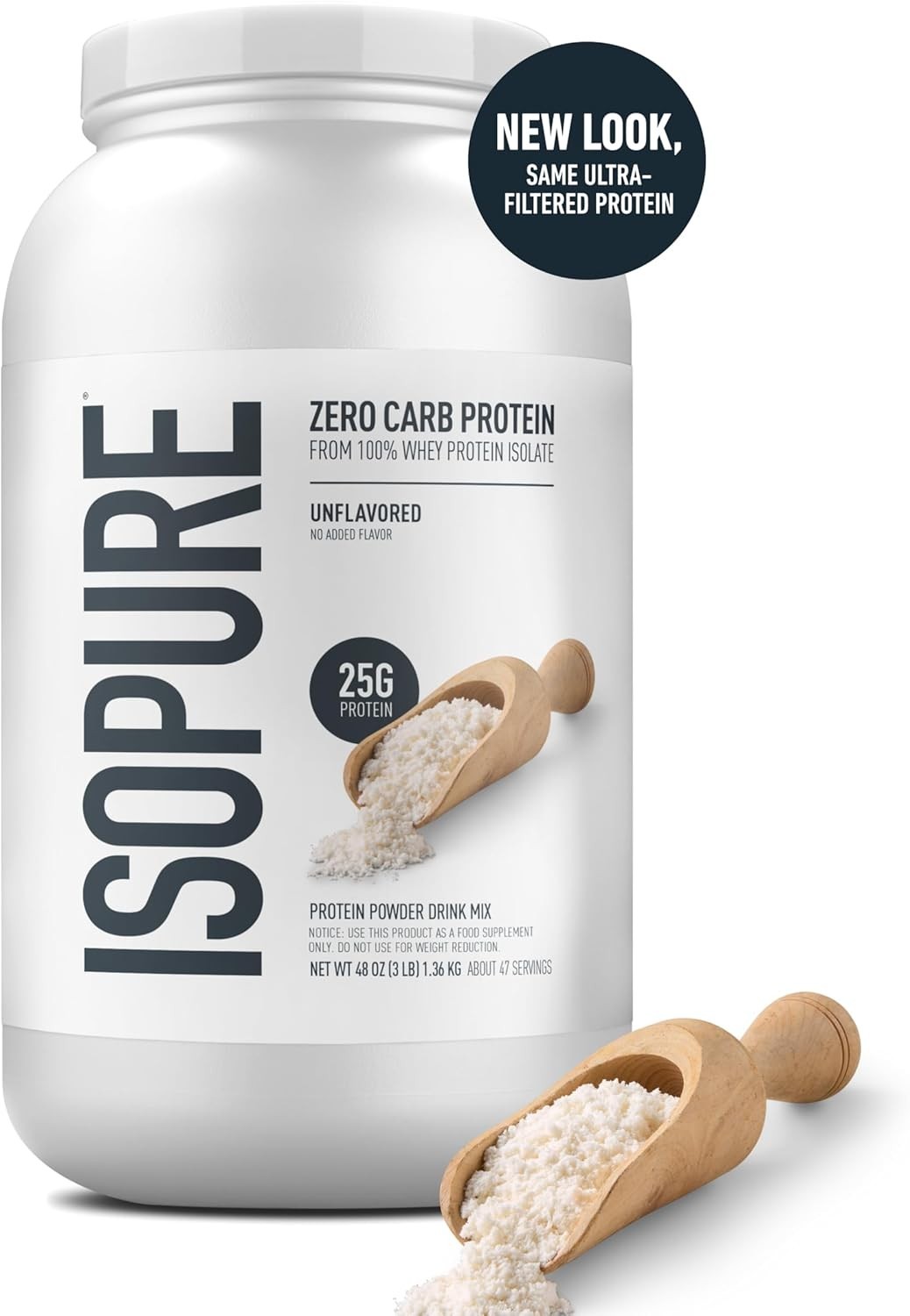 Isopure Zero Carb 100% Pure Whey Isolate Protein Powder, Gluten Free, with Vitam