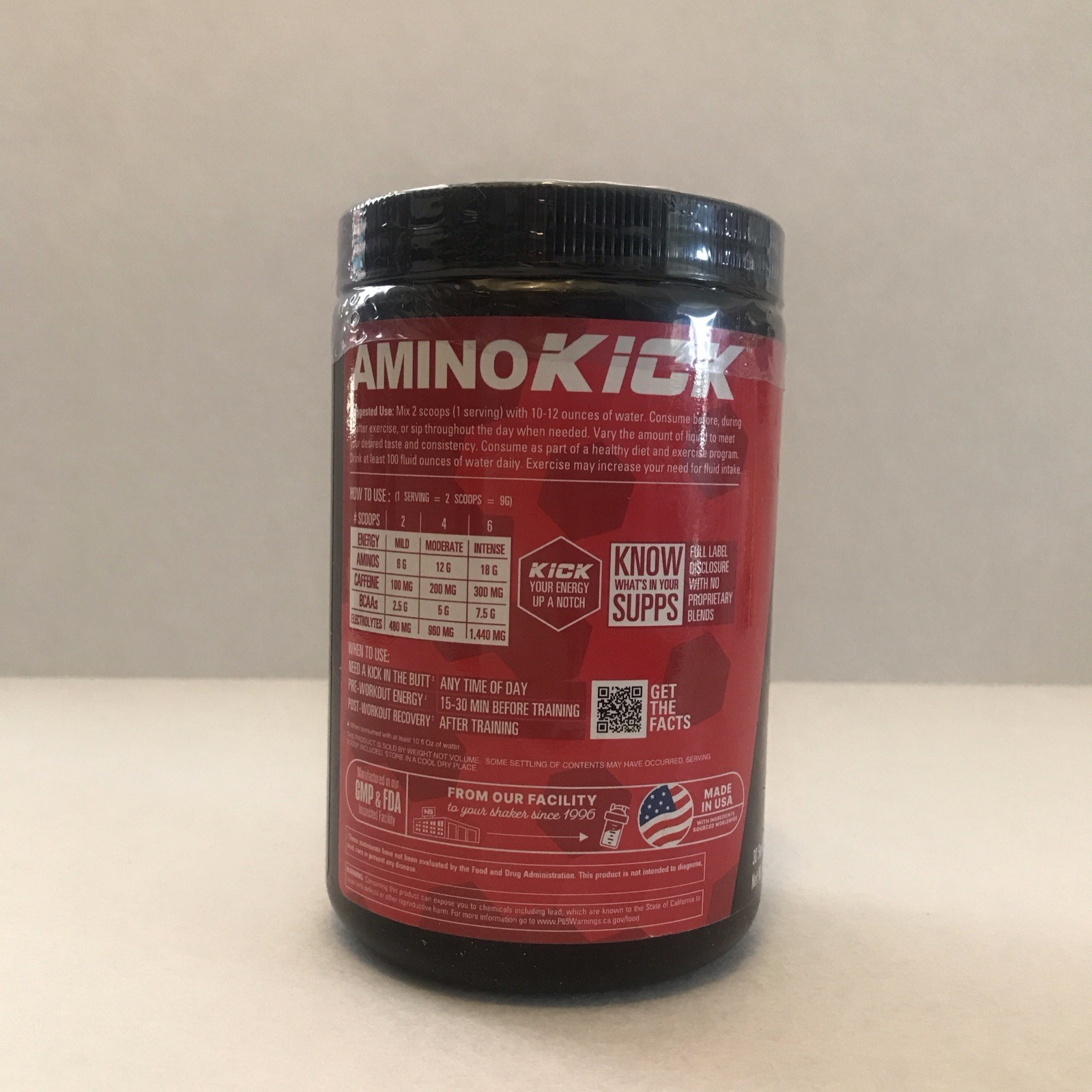 NutraBio Amino Kick Powder Hibiscus Strawberry Buzz BCAA Electrolytes 269g