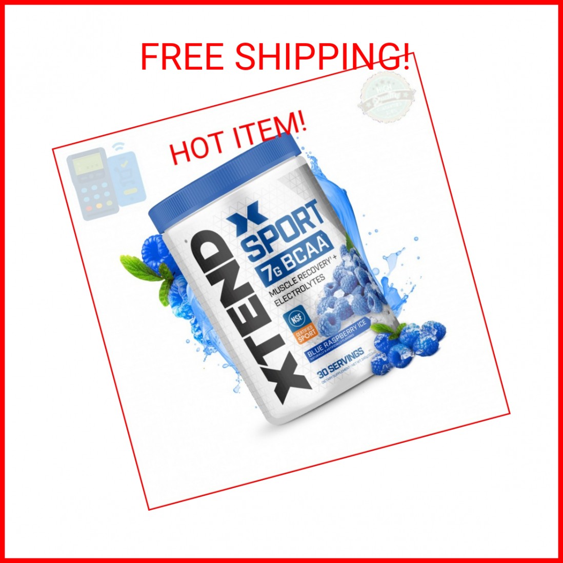 XTEND Sport BCAA Powder Blue Raspberry Ice – Electrolyte Powder for Recovery & H
