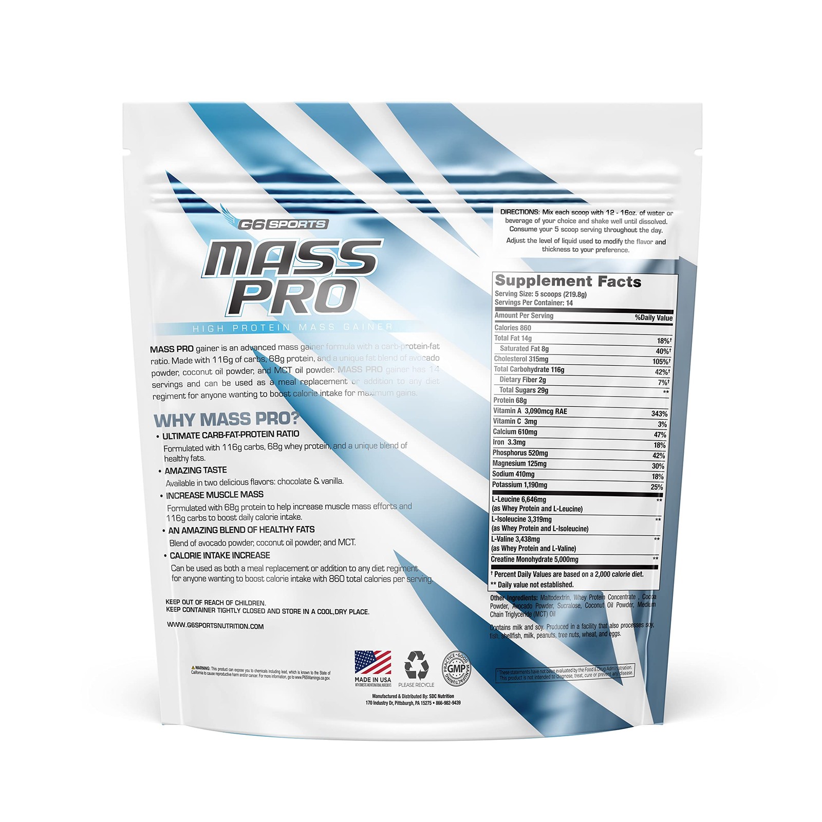 G6 Sports Nutrition Mass Pro High Protein Mass Gainer