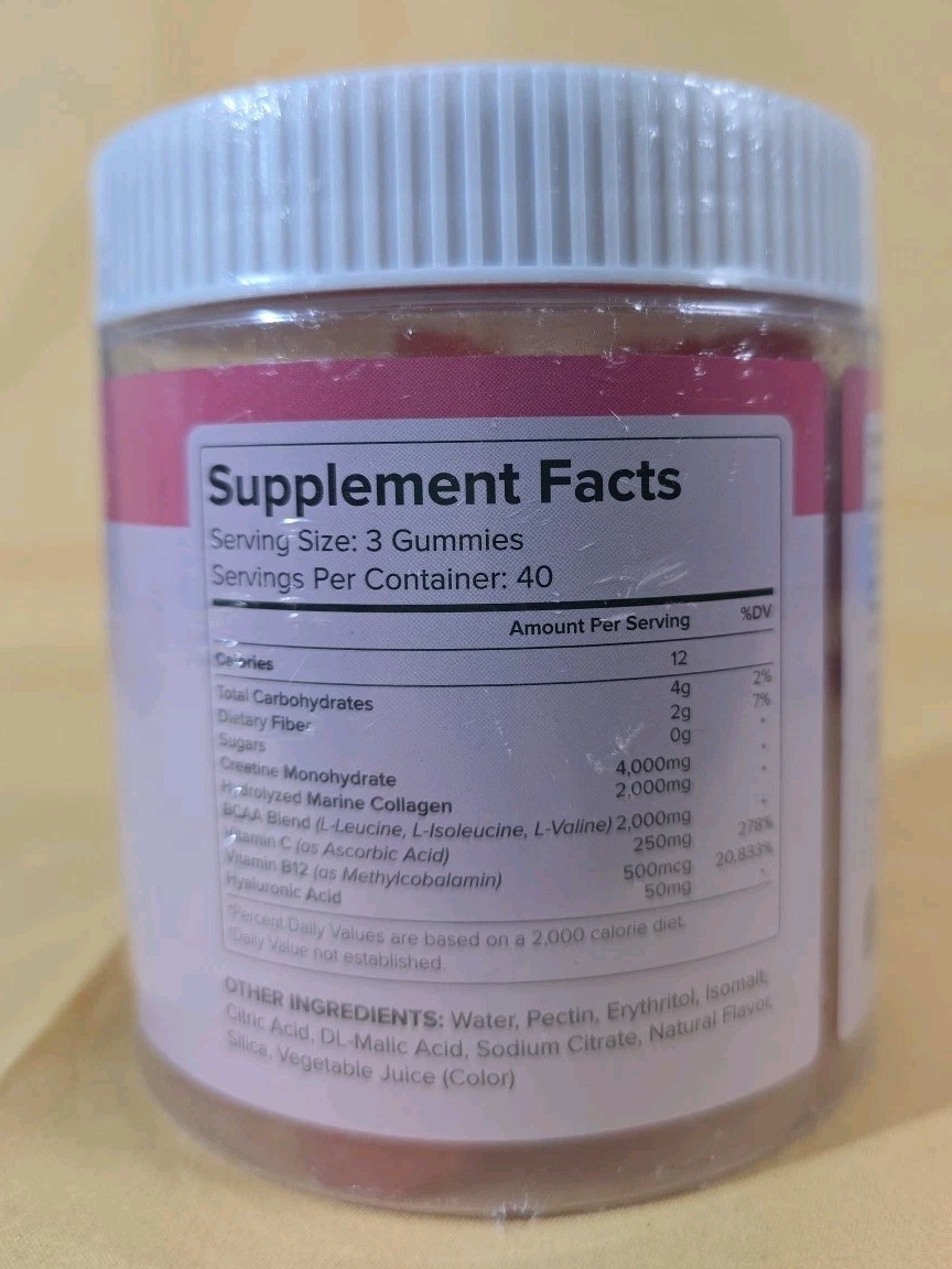 Creatine Monohydrate Gummies for Women – Strawberry & Lemon New Sealed 120ct