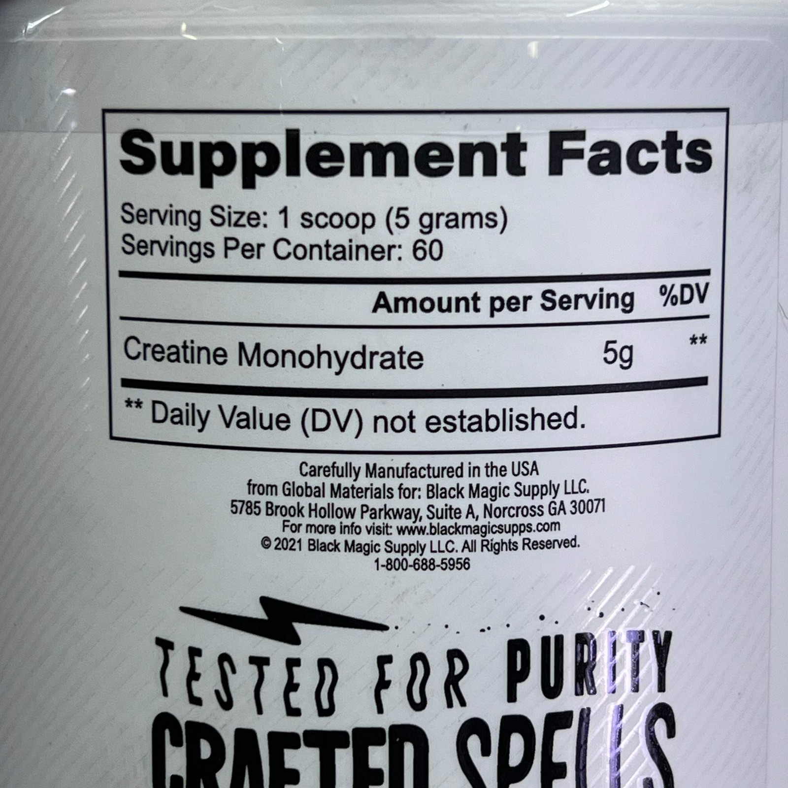 BLACK MAGIC Creatine Monohydrate 100% Pure 5G Per Serving BB 01/27 60 Servings