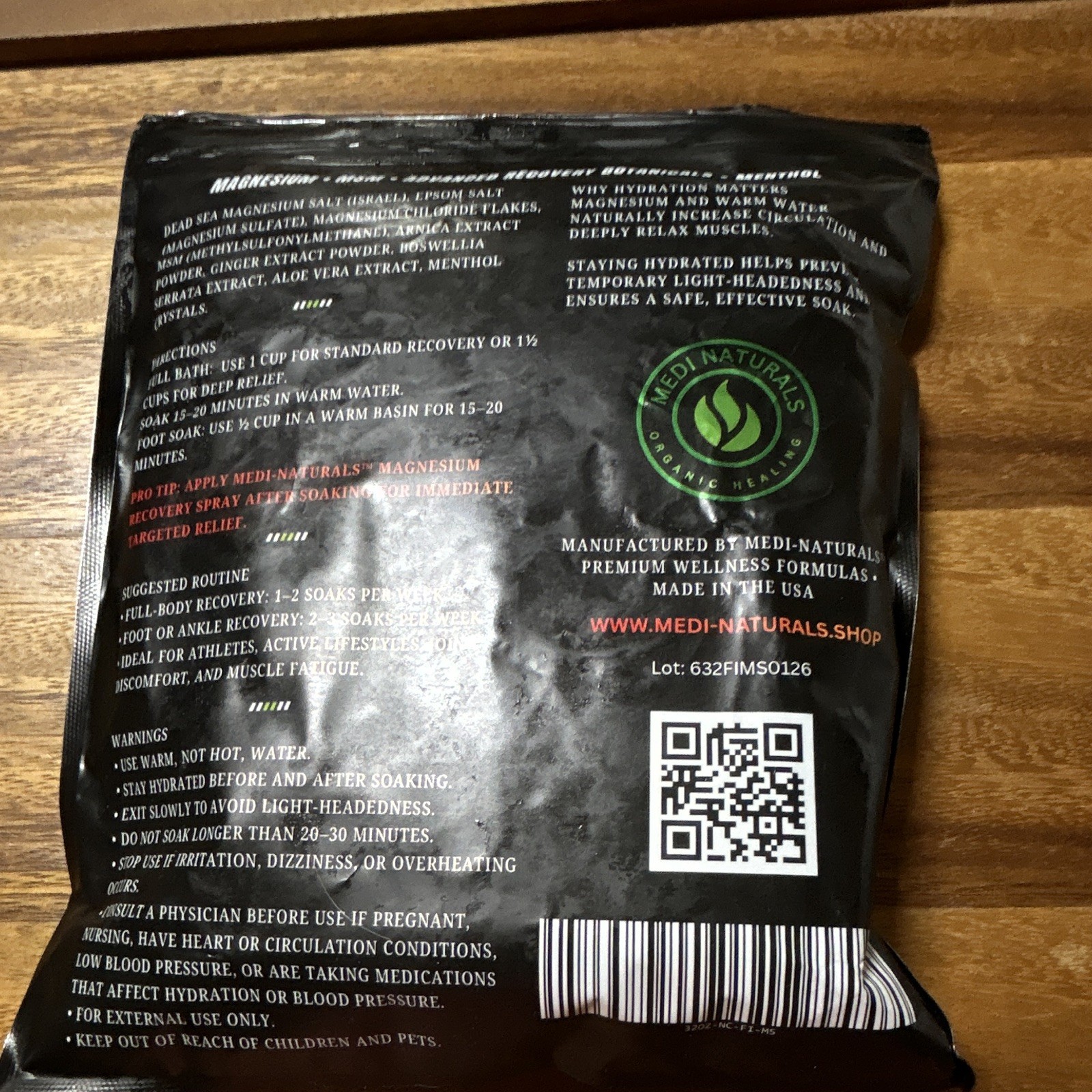 Medi-Naturals Magnesium + MSM + Menthol Recovery Bath Soak Crystals 32 oz