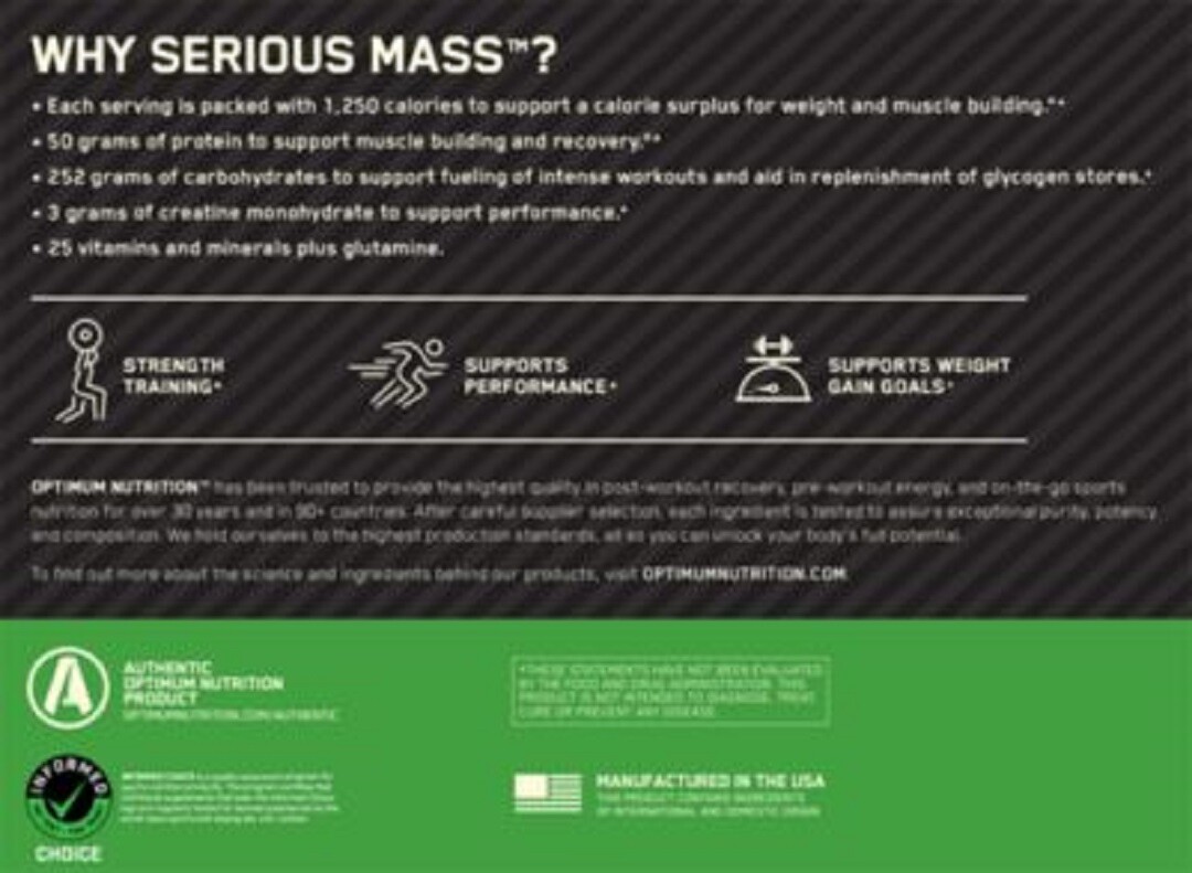 SERIOUS MASS – High-Protein Weight Gain Powder – Chocolate – 6 lbs./8 Servings