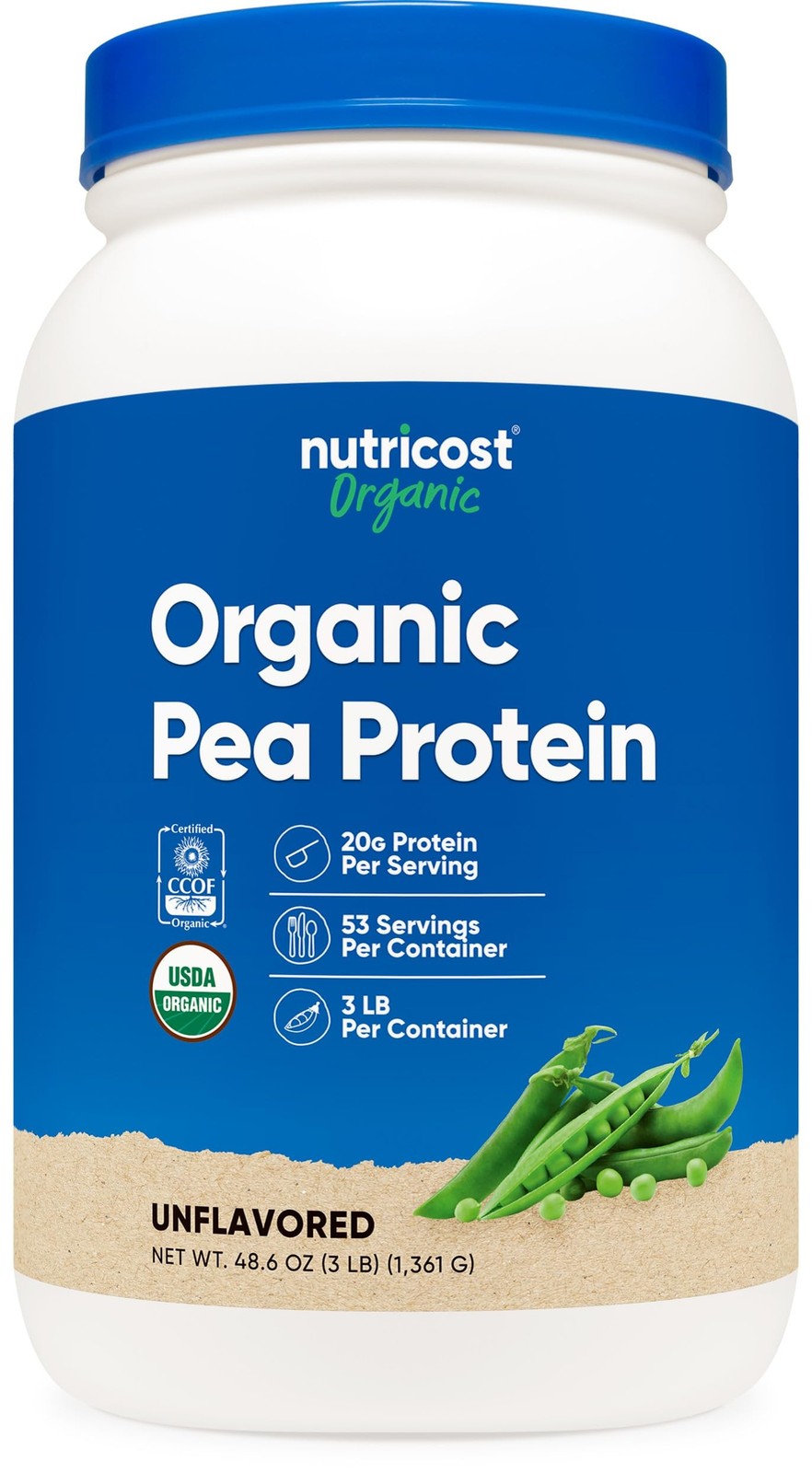 Nutricost Organic Pea Protein Powder 3 LB Unflavored