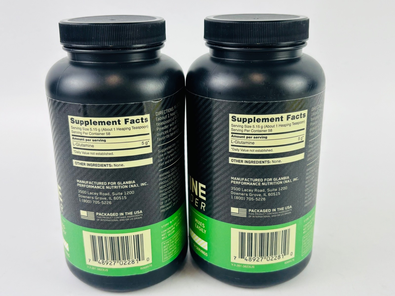 Optimum Nutrition Glutamine Muscle Recovery Powder Unflavored 58 Servings 2 PACK