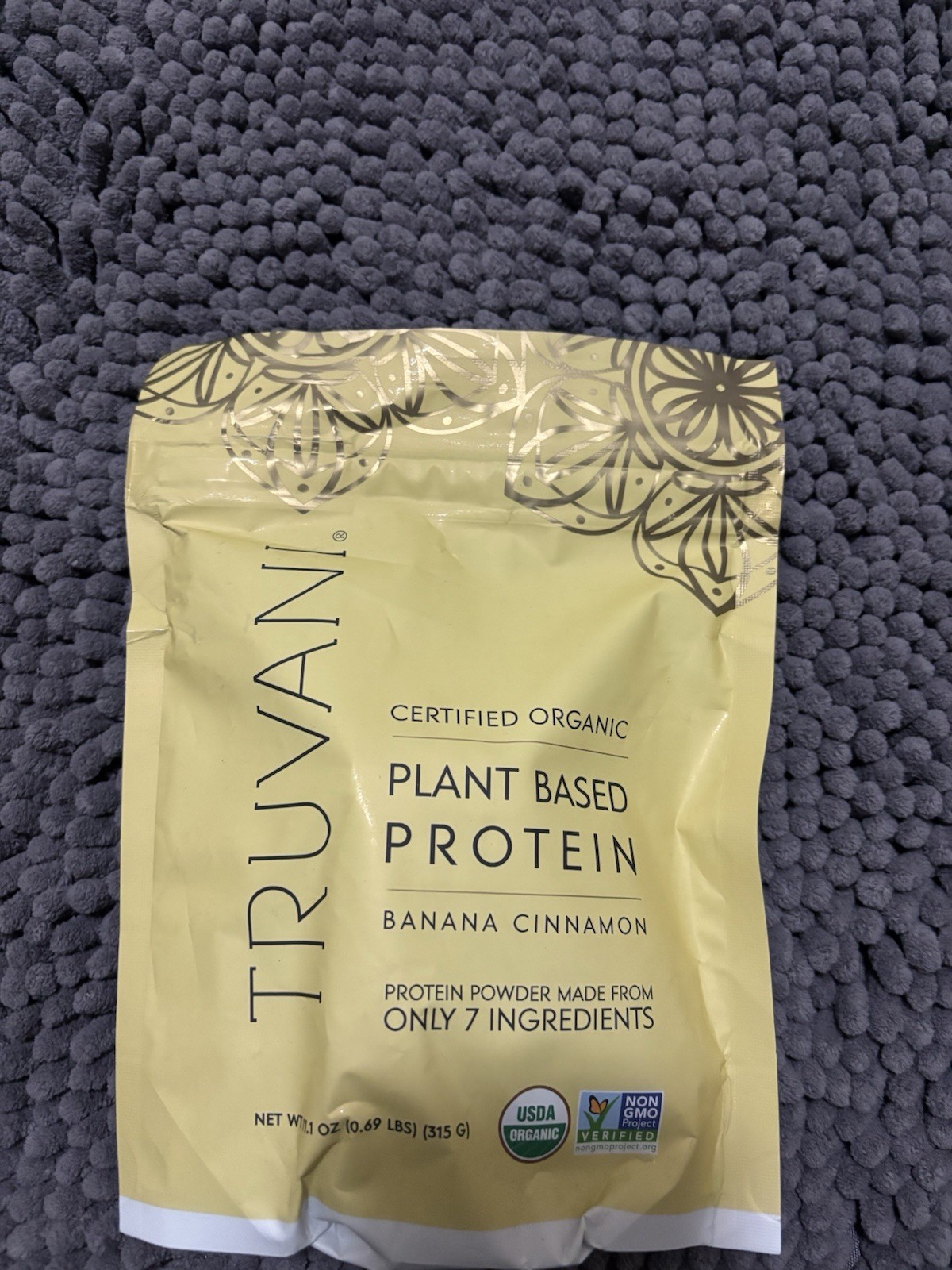 Truvani Organic Plant-Based Protein Powder Banana Cinnamon Non-GMO 315g