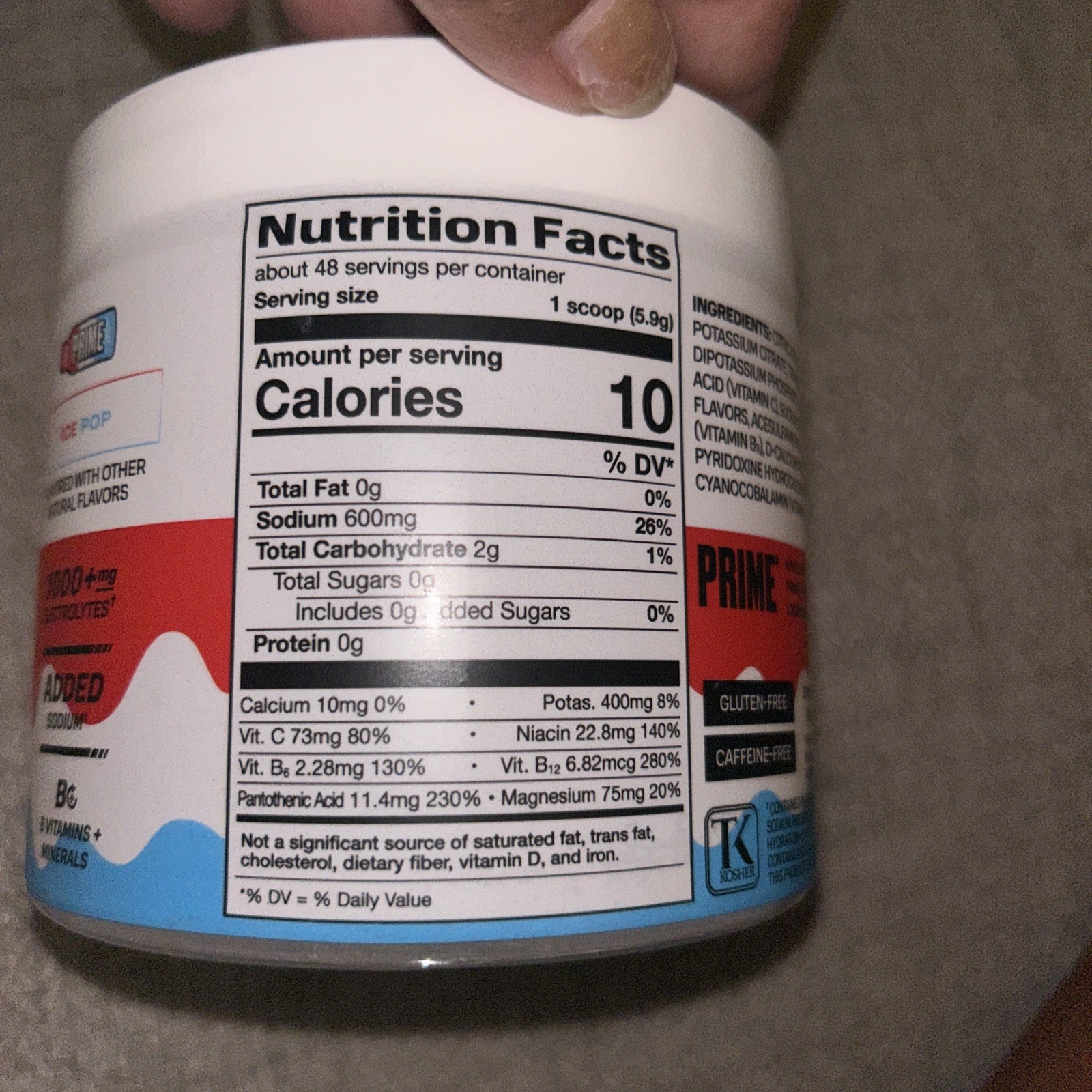 Prime Rapid Rehydration Electrolyte Powder Ice Pop 9.9oz 48 Srvgs Exp 2/28 *NEW*
