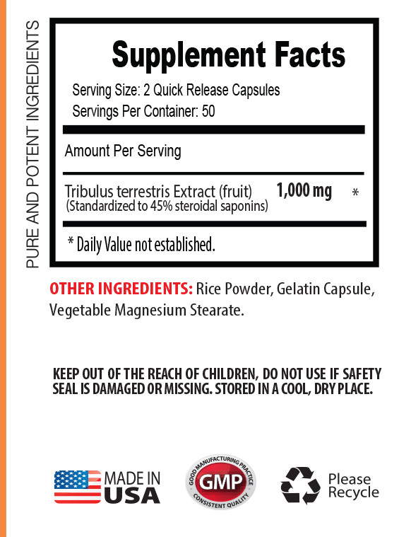 pre workout – TRIBULUS TERRESTRIS 1000 – tribulus extract – 100 Capsules