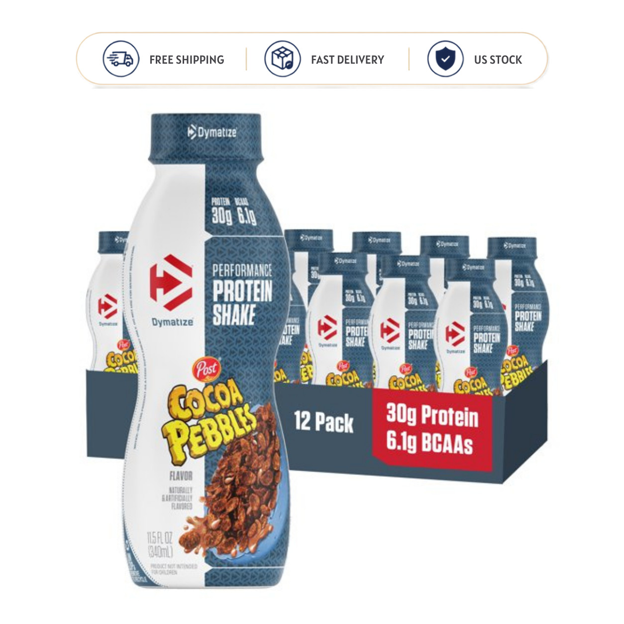 Dymatize Performance Protein Shake Cocoa Pebbles 30g Protein 12 Count Pack New