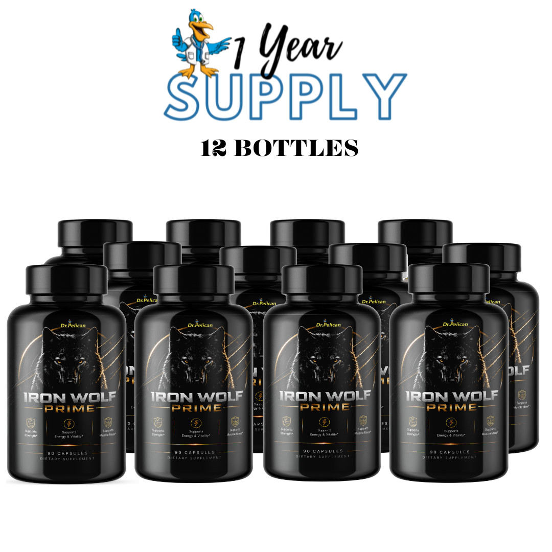 Iron Wolf Prime- Bodybuilding & Men’s Health Support- 12 Bottles- 1080 Capsules