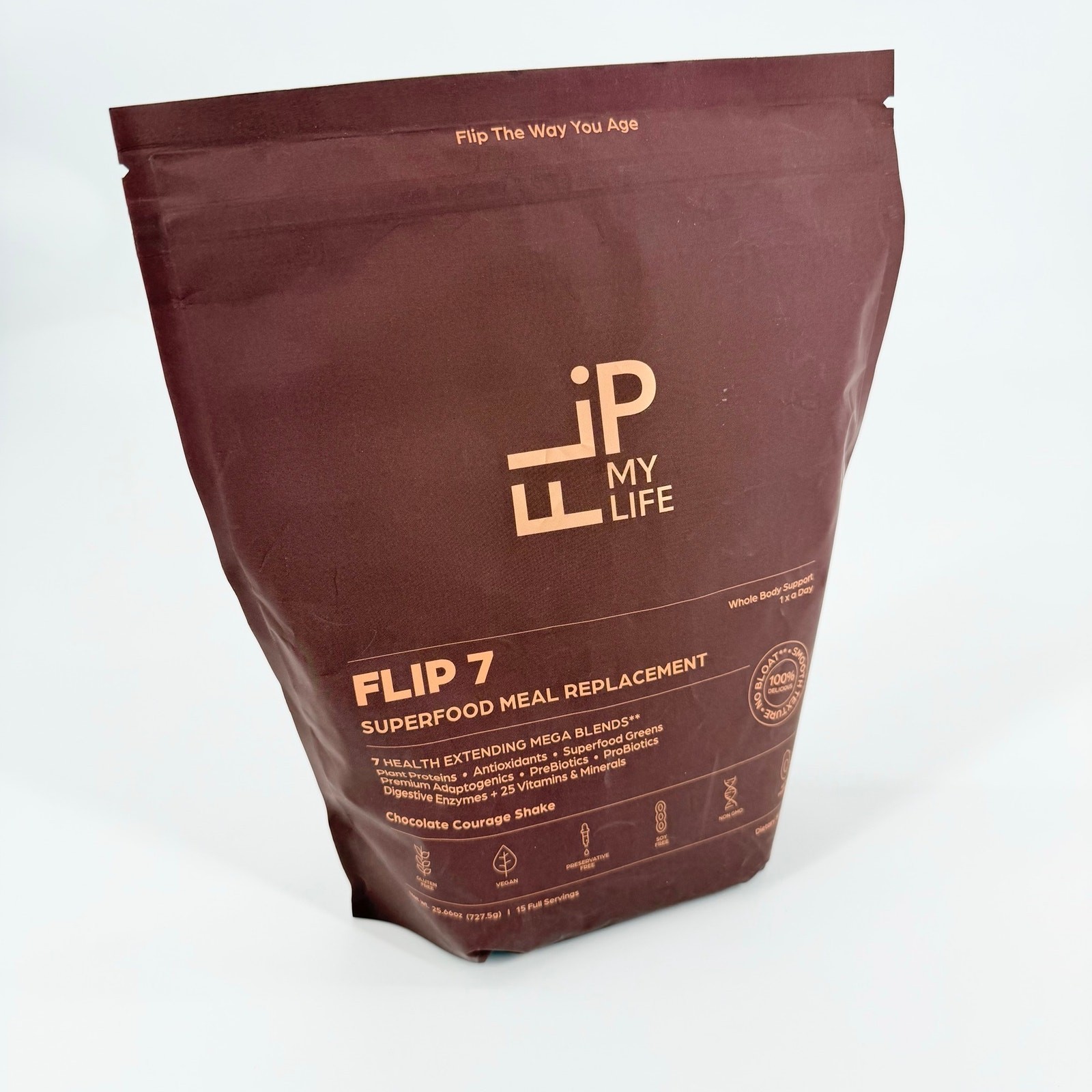 Flip 7 Superfood Meal Replacement Chocolate Courage 15 Serving Vegan Protein New