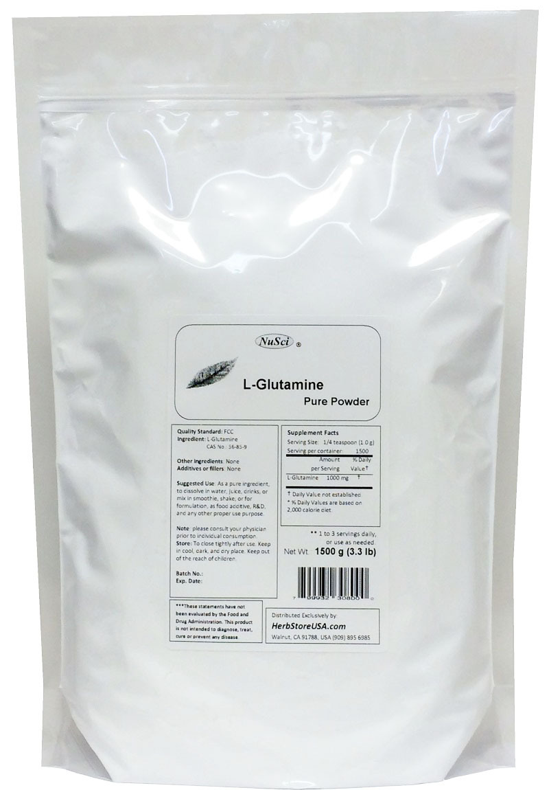 NuSci 3.3lb (1.5Kg L-Glutamine Powder FREE Form Pure Amino acid muscle mass