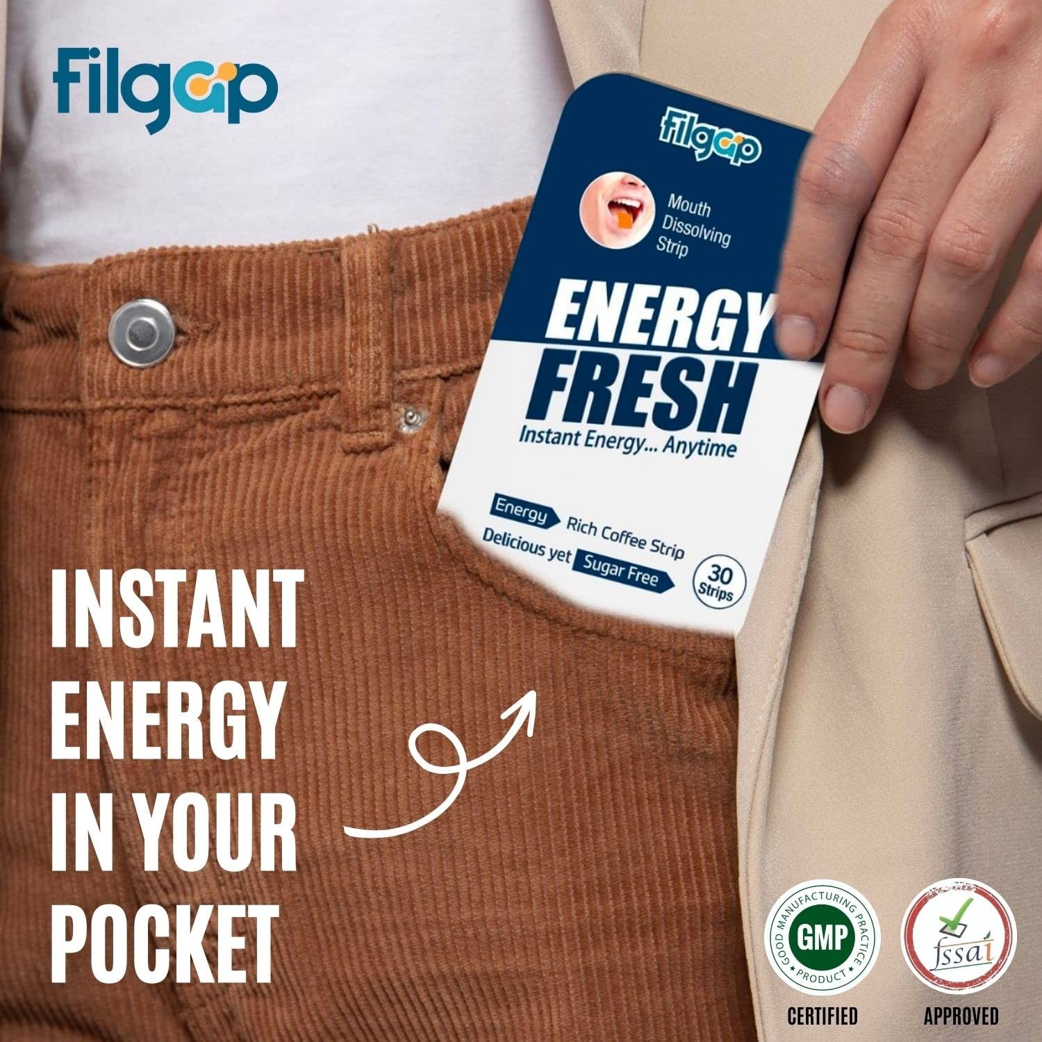 Filgap Energy Oral Strips 30 Sugar Free