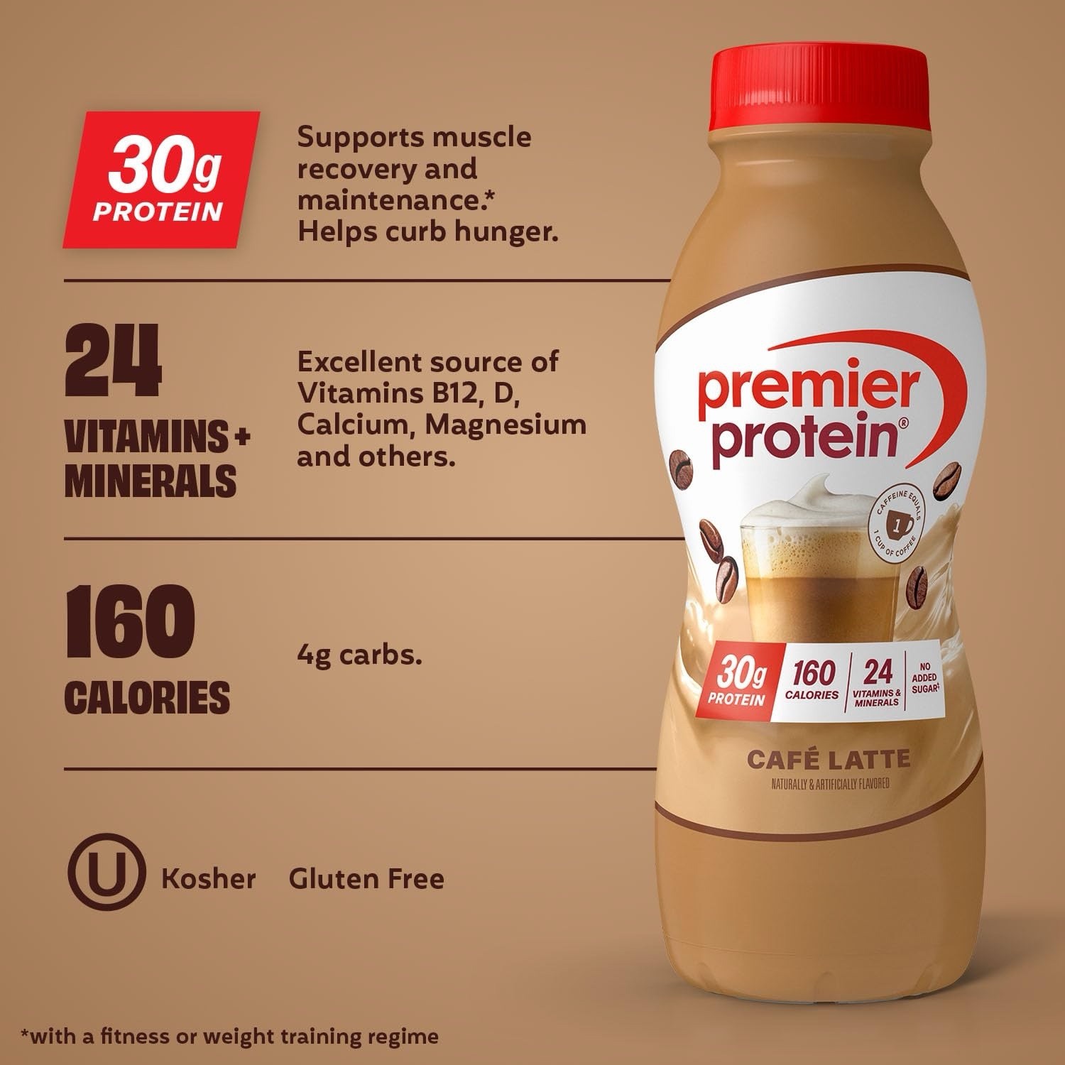 Premier Protein Shake, Cafe Latte ☕️ 30g Protein, 11.5 Fl Oz, 12 Ct