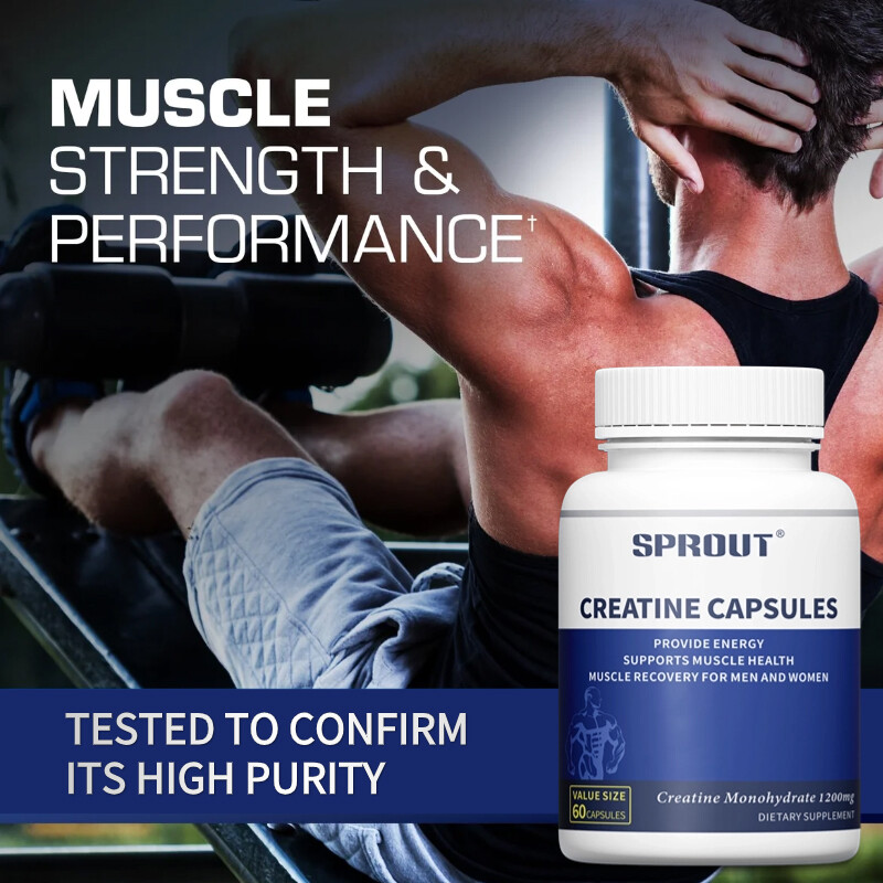 Creatine Monohydrate 60 Capsules – 1200 mg Per Serving