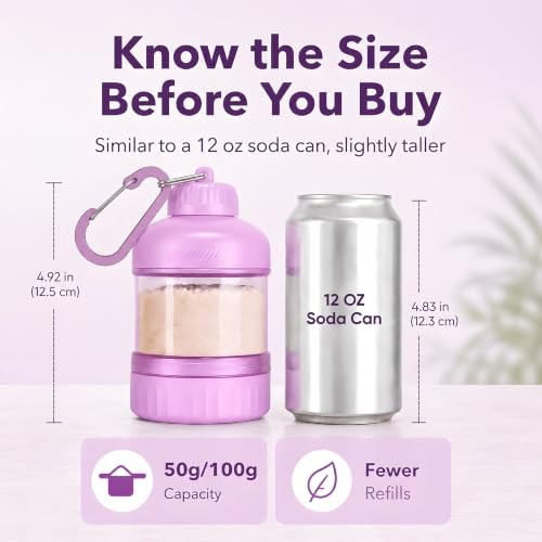 2 Pack Protein Powder Container to Go with Keychain & Keyring, Pink&Yellow