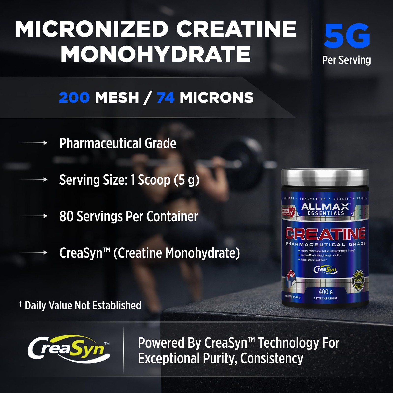 ALLMAX Creatine Monohydrate Powder, 14.11 Ounce (Pack of 1), No Color