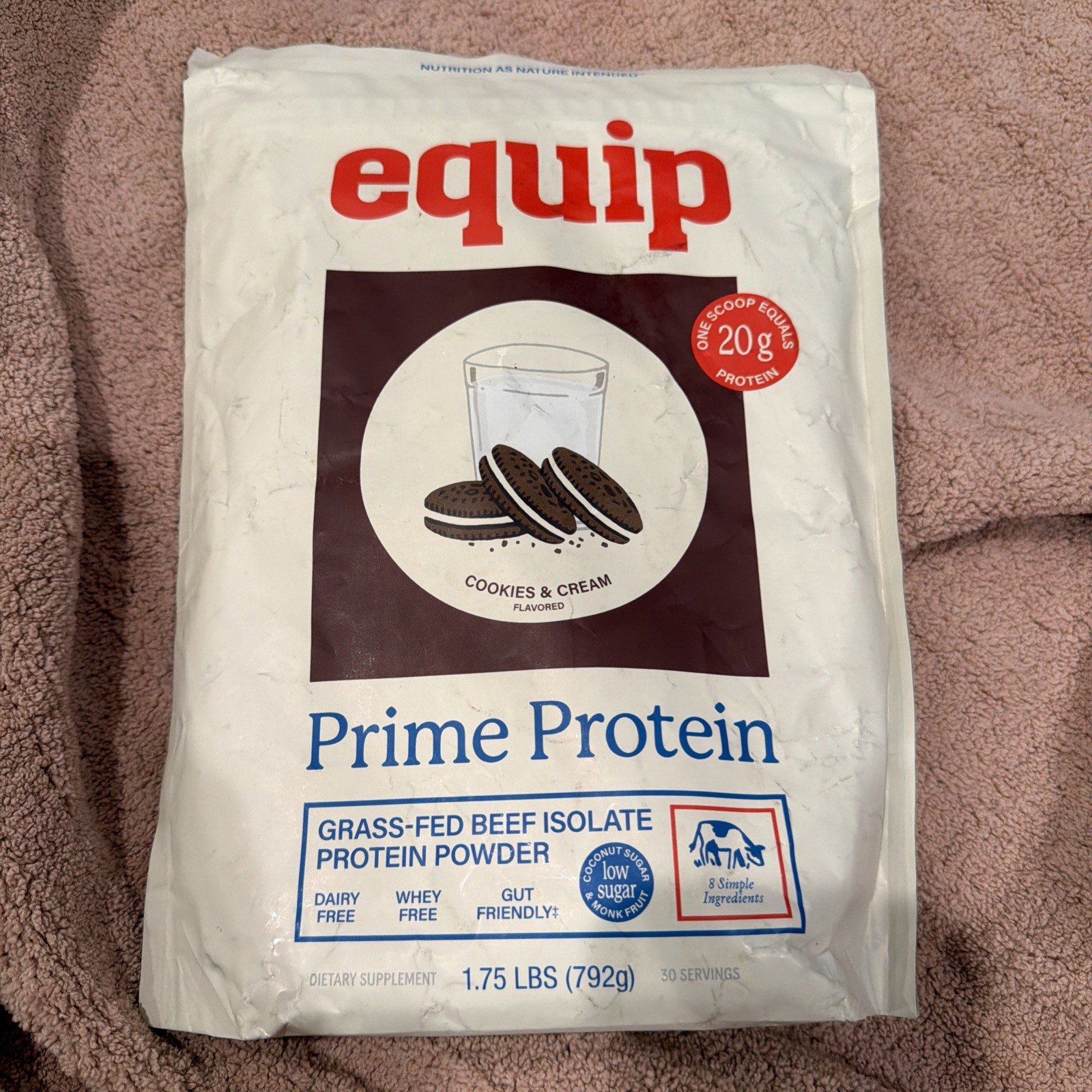 Equip Foods Prime Protein Powder Grass Fed Beef Protein Cookies Cream New 01/28