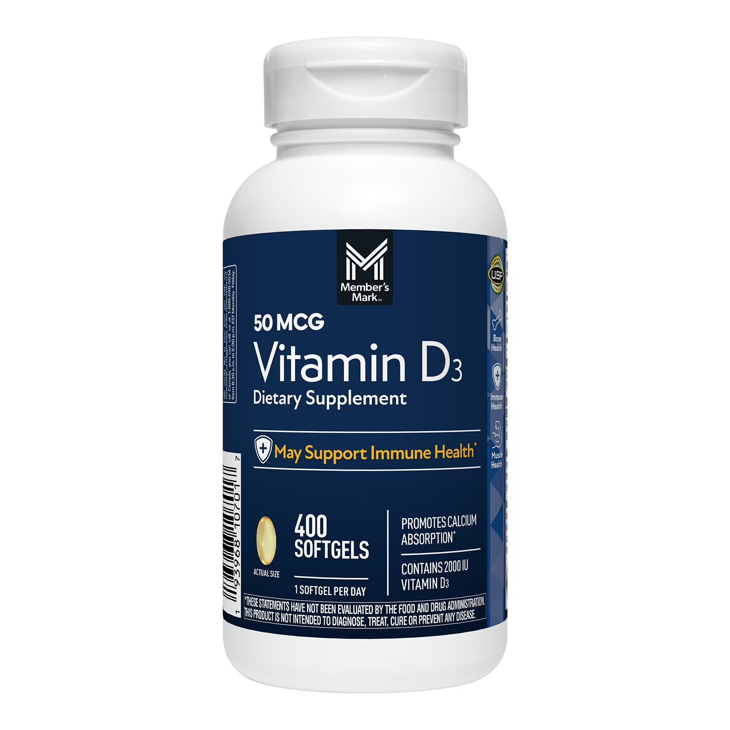 Member’s Mark Vitamin D3, 50 mcg, 400 ct.