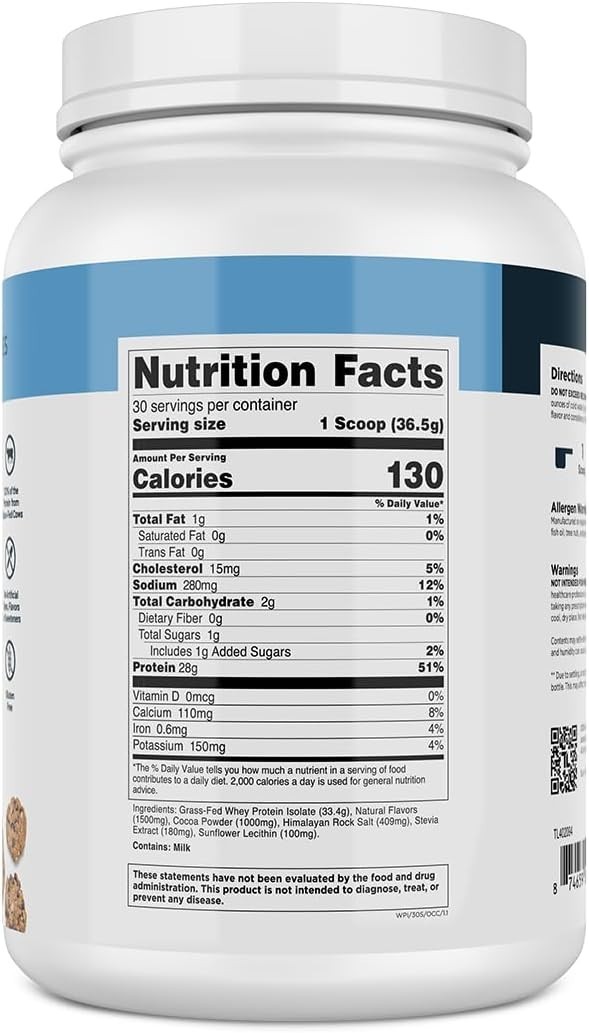 Transparent Labs Grass-Fed Whey Protein Isolate – Naturally Flavored Gluten F…