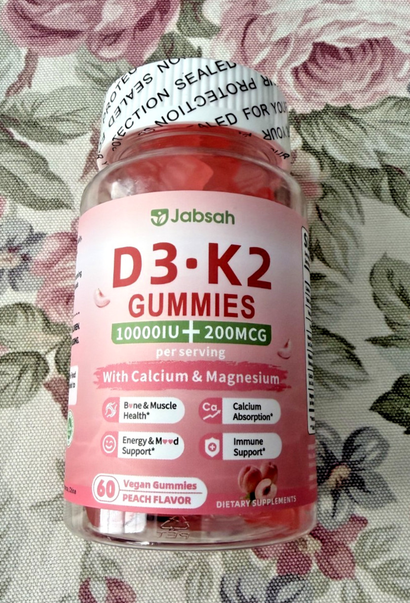 Jabsah brand Vitamin D3 K2 Gummies 10000 IU with Calcium, Magnesium & K2 (MK-7)
