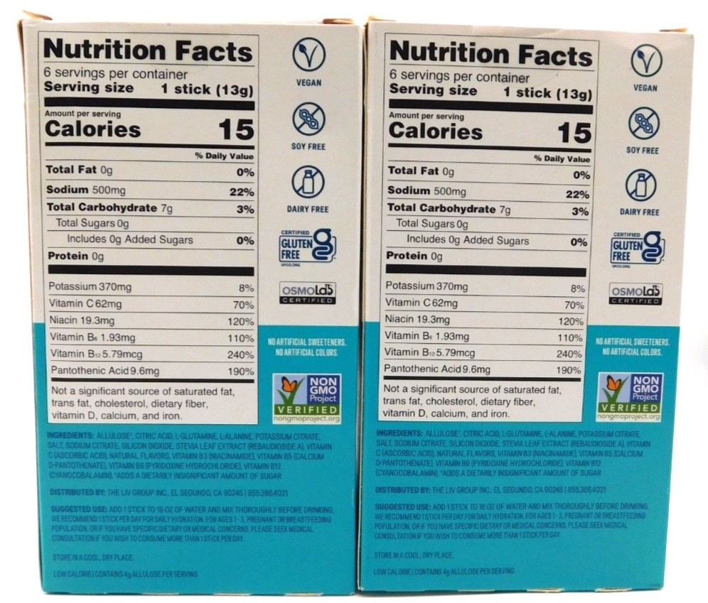2- Liquid I.V. Strawberry Watermelon Sugar Free, 12 On The Go Sticks Total, 8/27