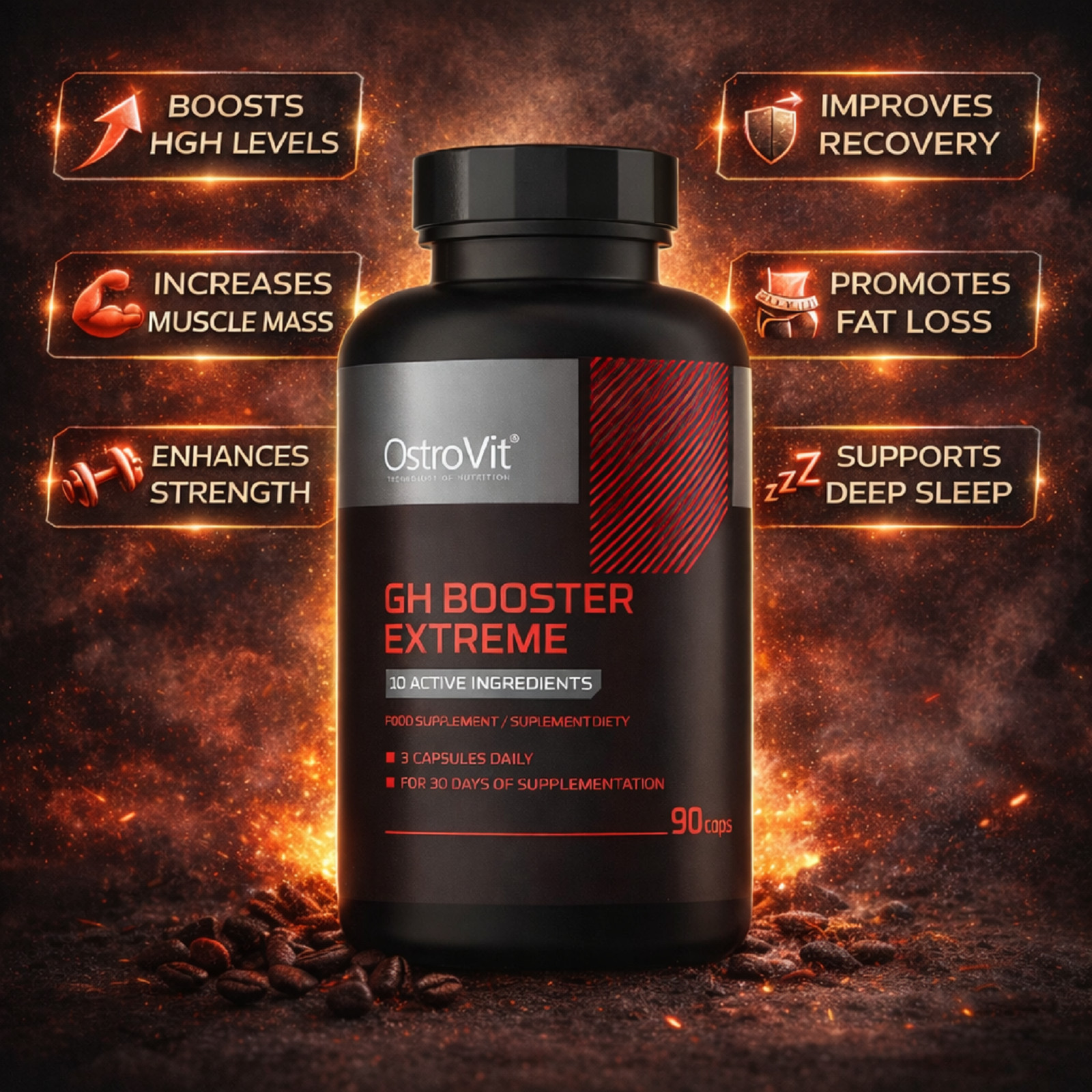 GH BOOSTER XTREME – powerful active ingredients to build dry muscle mass + TESTO