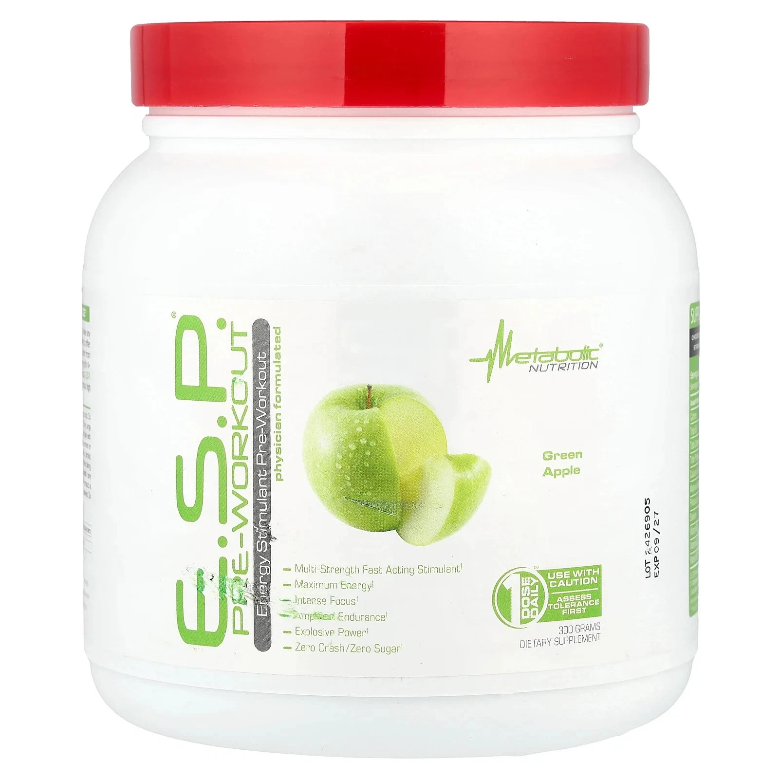 E.S.P. Pre-Workout, Green Apple, 300 g. EXP 05/2027