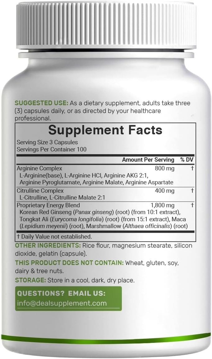 “Oxido Nitrico y L-arginina Extra Fuerte Para Aumentar La Energia Muscular 300Ct