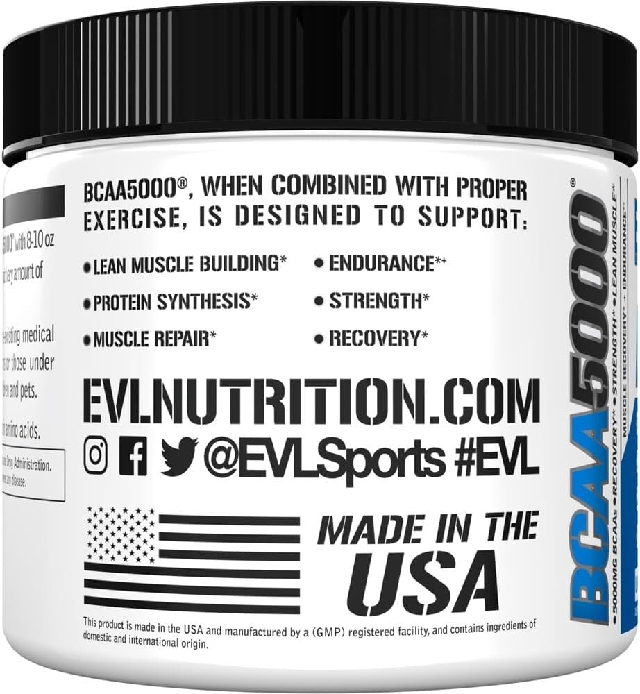 Evlution EVL BCAAs Amino Acids – Stim Free Pre-Workout – 30 Servings Unflavored