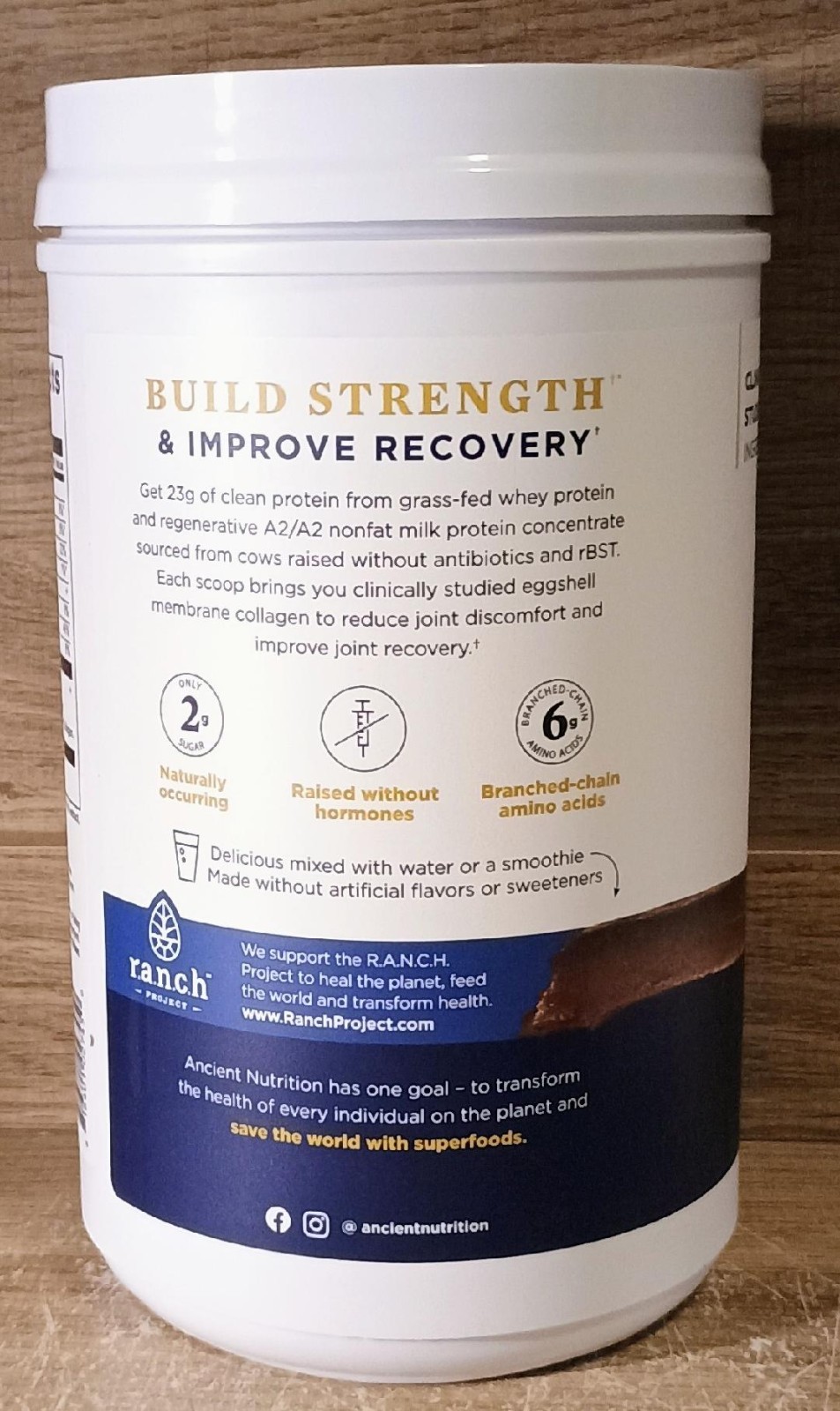 Ancient Nutrition Grass Fed Whey Protein Milk Chocolate 23g Protein, 20 Servings