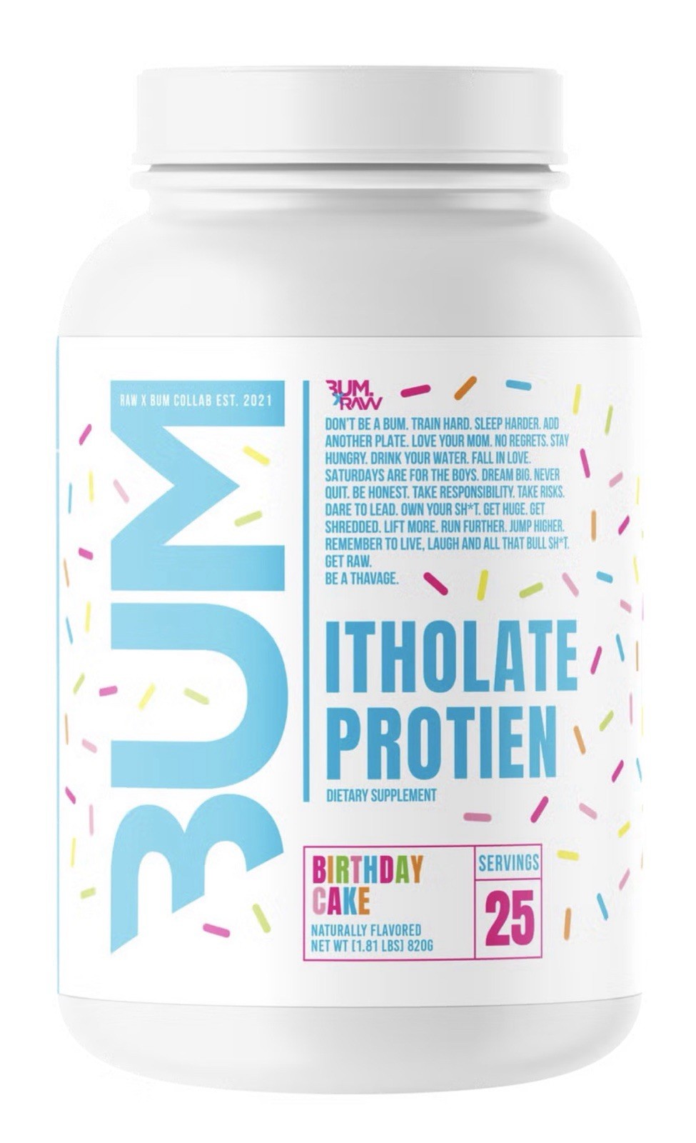 ITHOLATE Whey Protein Isolate Birthday Cake 25 Serv Keto GF