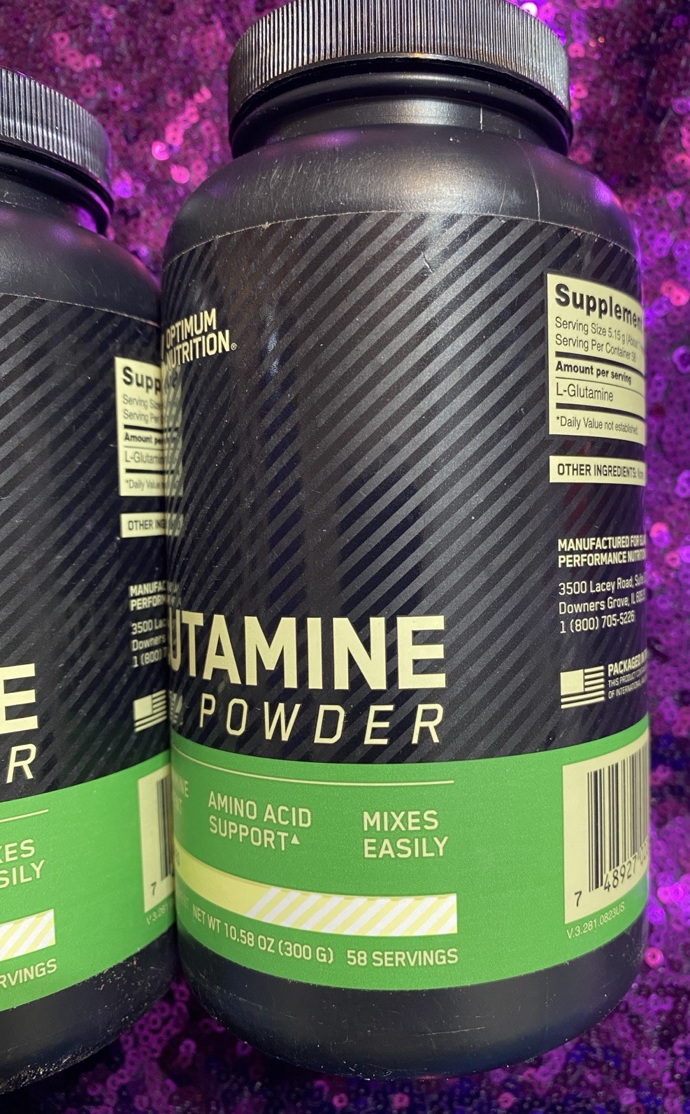 2-Pack Optimum Nutrition Glutamine Powder Unflavored 10.58 oz 300 g 58 Servings