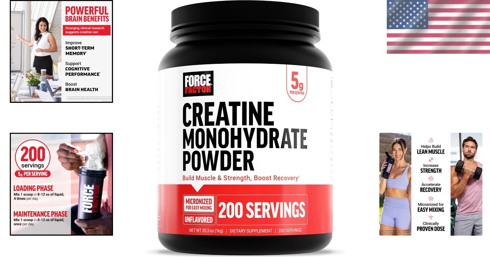Pure Creatine Monohydrate – 5g Dose, 200 Servings – Muscle & Cognitive Support