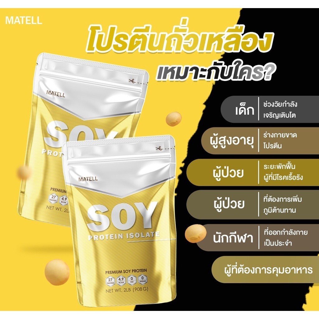 2x Matell Soy Protein Isolate Plant Based Powder Drink Premium Unflavored 908 g