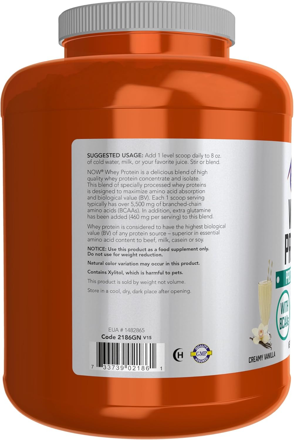 NOW Sports Nutrition, Whey Protein, 26 G with Bcaas, Creamy Vanilla Powder