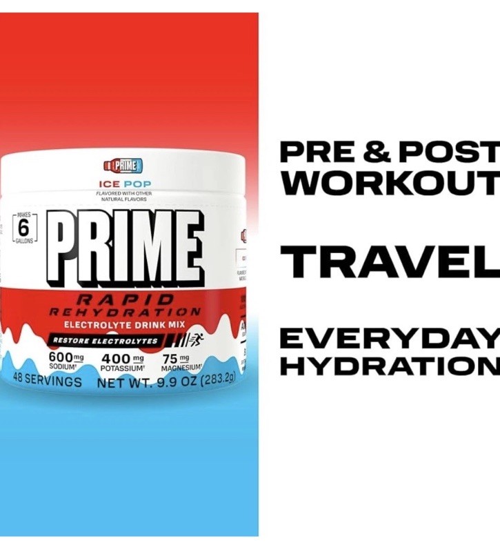 Prime Rapid Rehydration Electrolyte Powder Ice Pop 9.9oz 48 Srvgs Exp 2/28 *NEW*