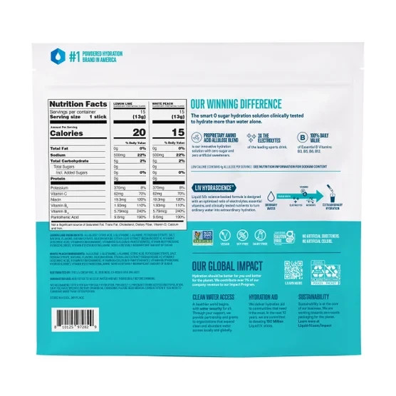 LIQUID IV HYDRATION SUGAR FREE MULTIPLIER PACKETS ELECTROLYTES DRINK FRUIT 30 PK