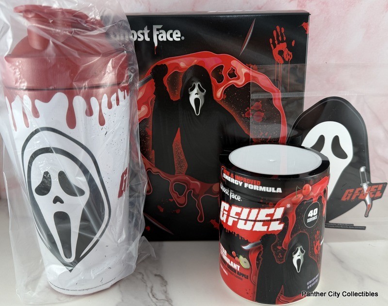New G FUEL Ghostface Scream Collector’s Box 40 Serving Tub Shaker Sticker