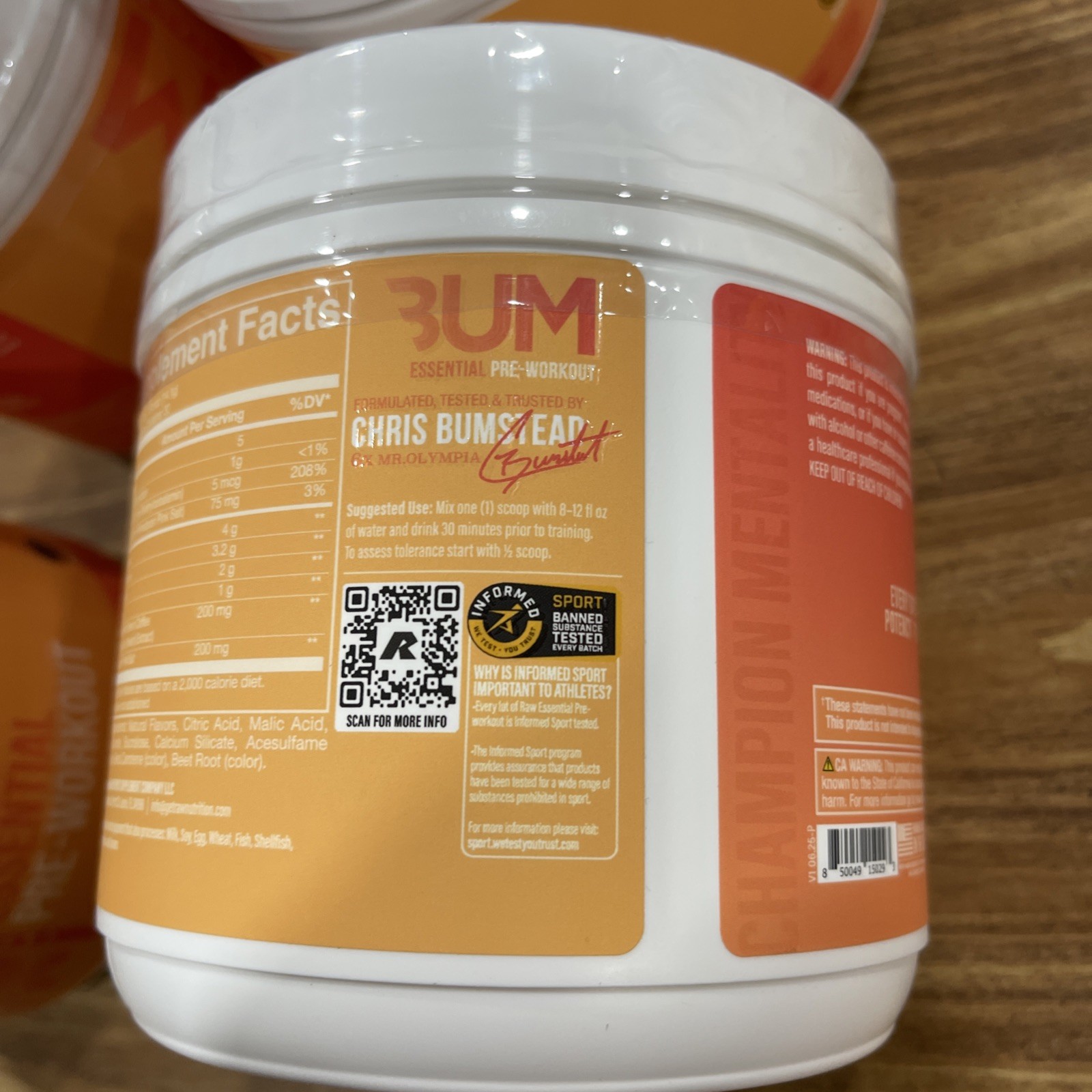 (2) RAW Essential Pre Workout Powder Peach Mango 30 Servings/423g X 2 Packs
