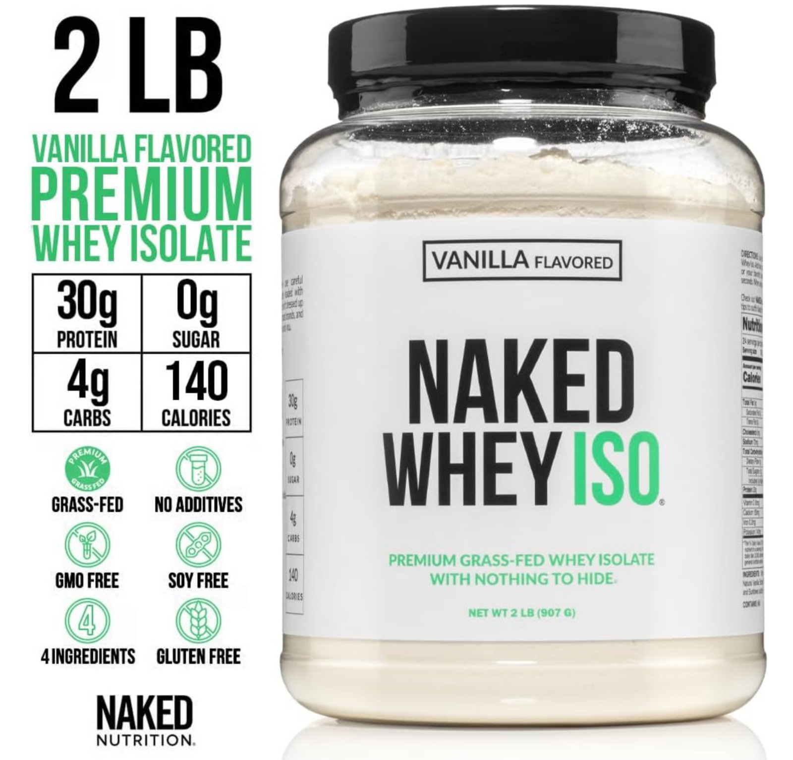 NAKED Vanilla Whey Isolate Protein – Only 4 Ingredients 24 Servings
