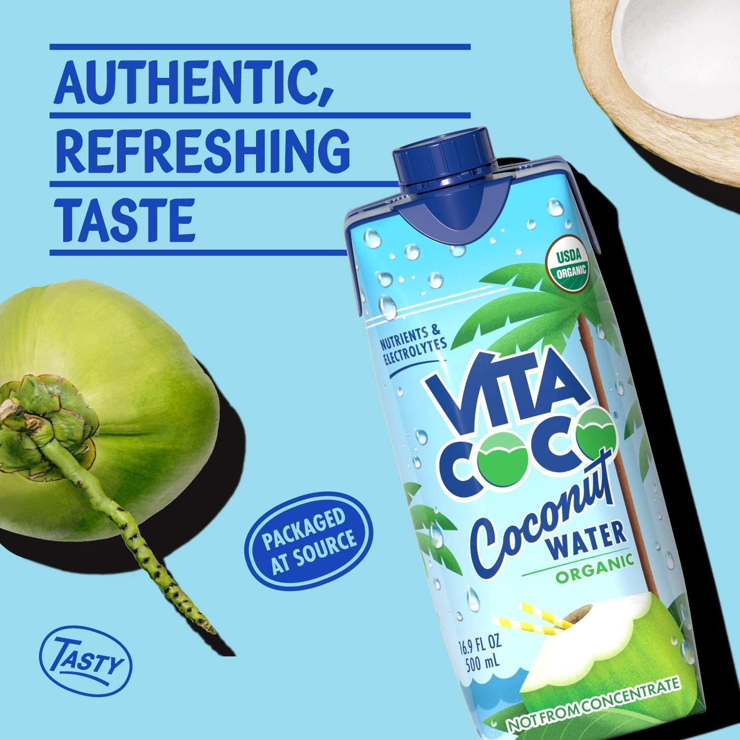Pure Organic Coconut Water | Hydrating Electrolytes & Vital Nutrients | 12-Pack