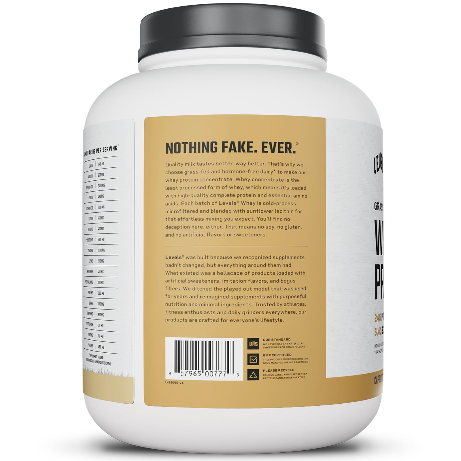 Levels Grass Fed Whey Protein Powder No Artificials 24G of Protein Cappuccino…