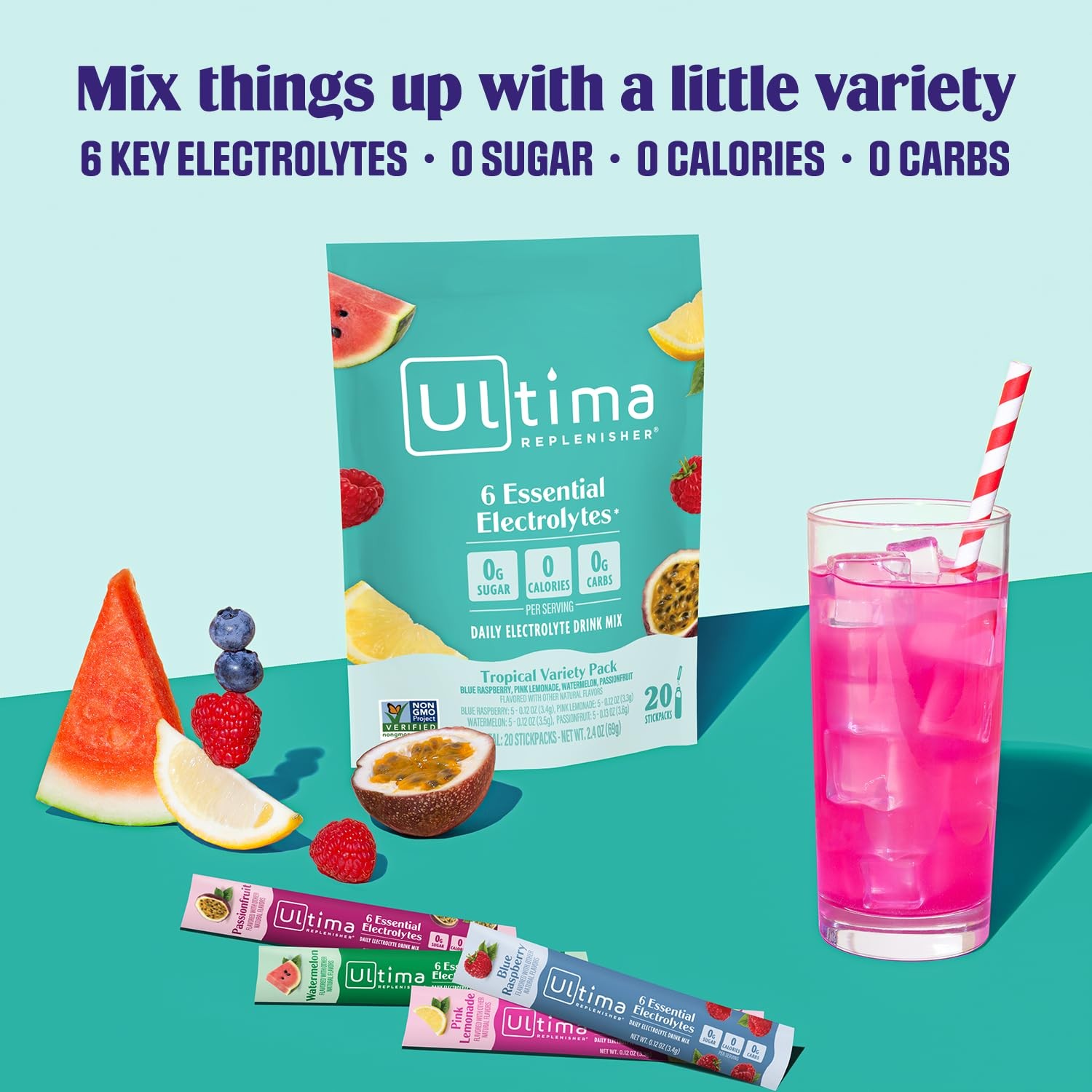 Ultima Replenisher Daily Electrolyte Variety Pack 20 Hydration Packets 6