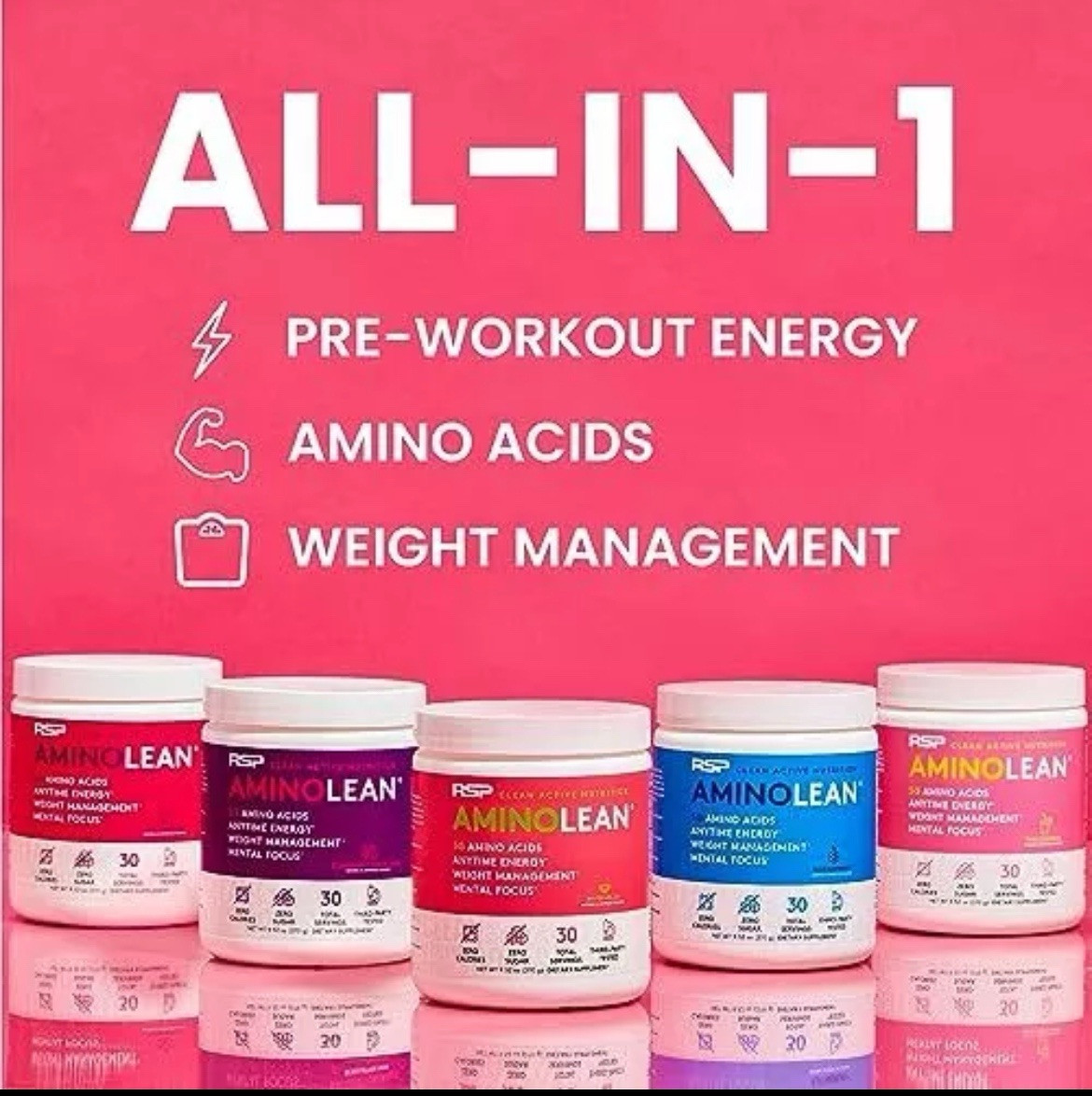 RSP Nutrition AminoLean Pre Workout Powder with BCAAs, Amino Acid Energy