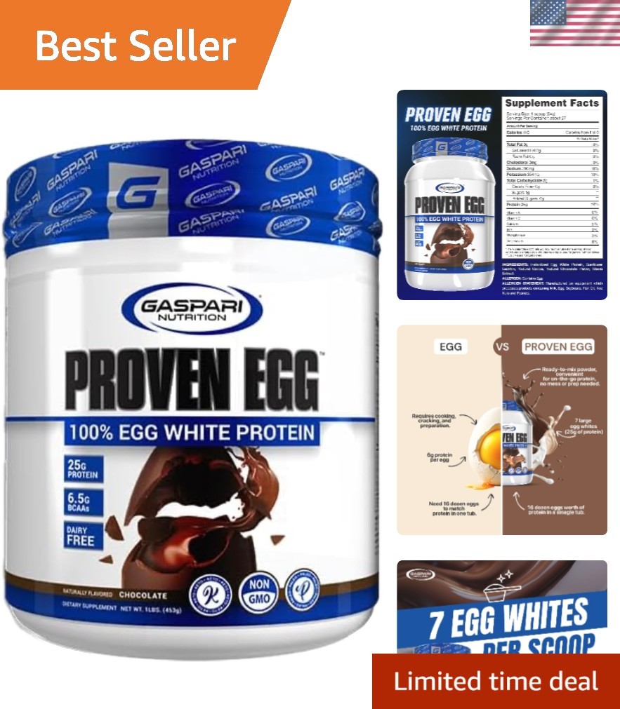 Proven Egg 100% Egg White Protein, 25g Protein, Keto Friendly – 1lb Chocolate
