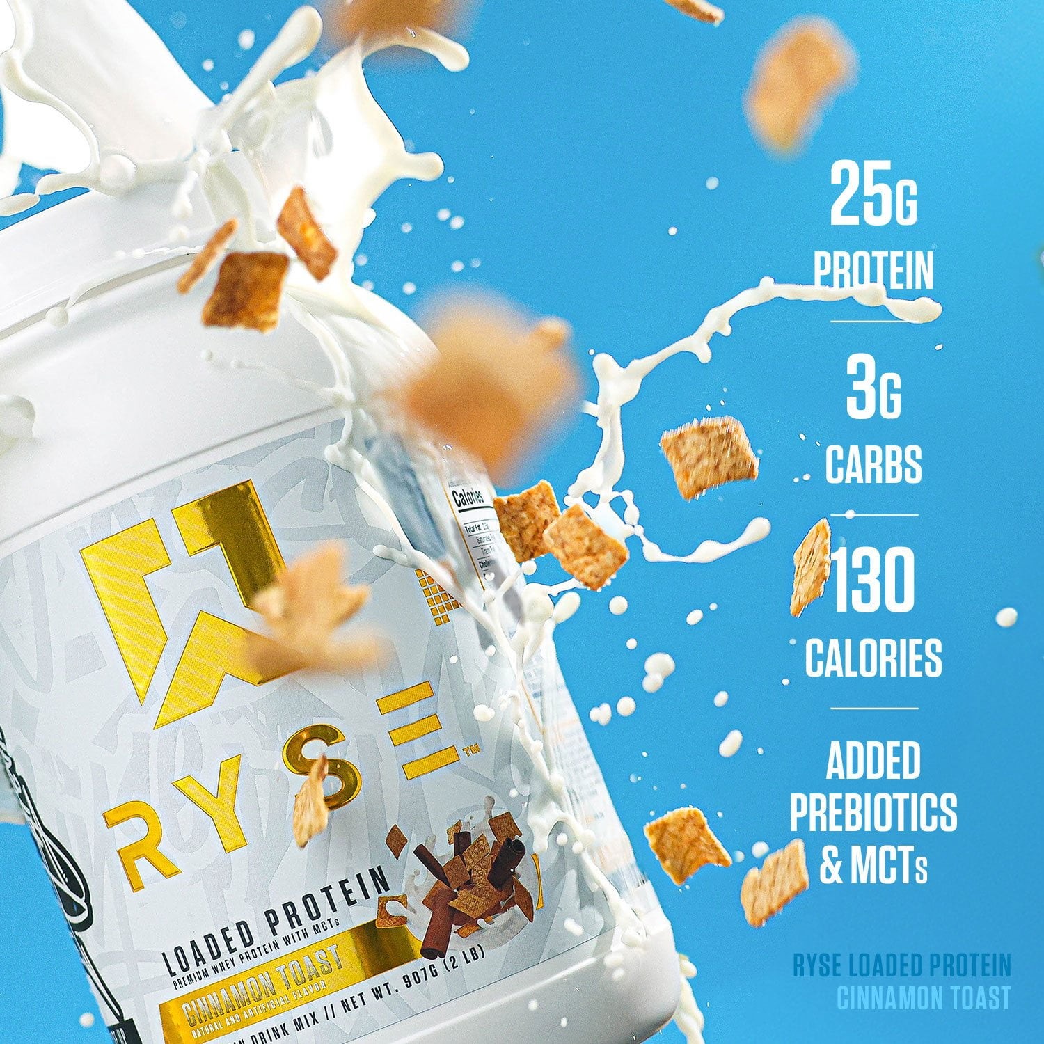 Ryse 25g Loaded Protein Powder, Cinnamon, 2 lbs.